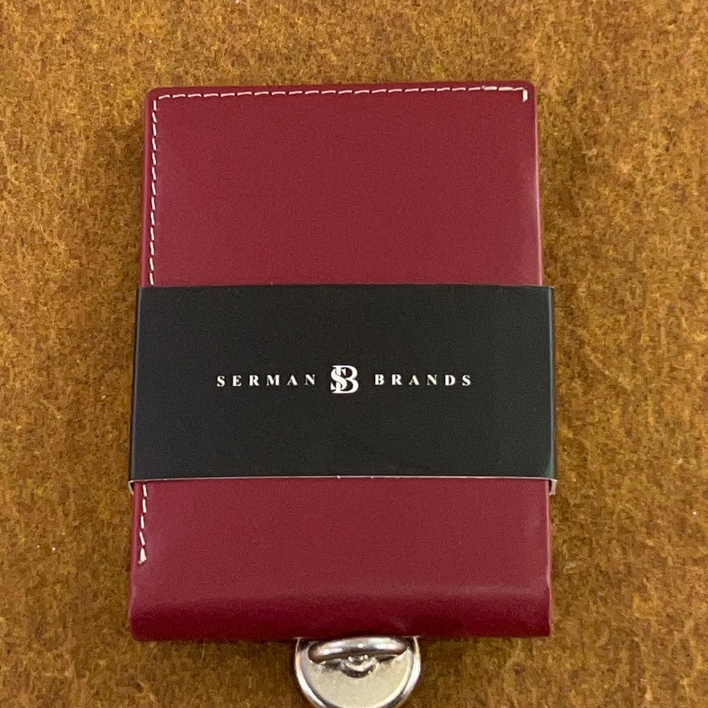 Serman Brands Mens OS Burgundy Red Leather RFID Slim Minimalist Pop Up Wallet
